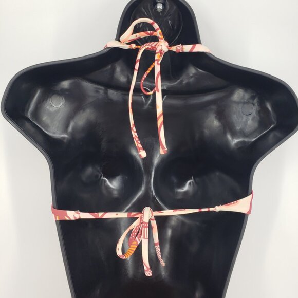 Aerie Boho Floral‎ Print Cut Out Open Back One Piece Swimsuit S  Peach Red - Picture 8 of 10